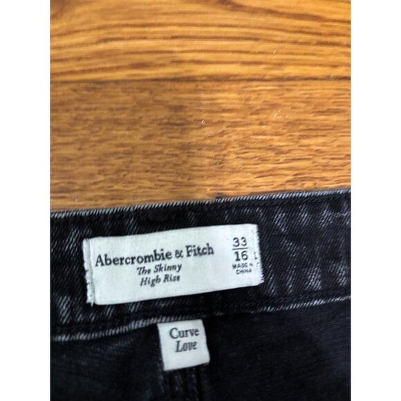 Abercrombie & Fitch Womens Skinny High Rise Jeans Size 16 Black Curve Love Denim - Picture 3 of 7